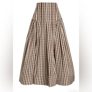 Lela Rose Brown and White Checkered A-Line Skirt
